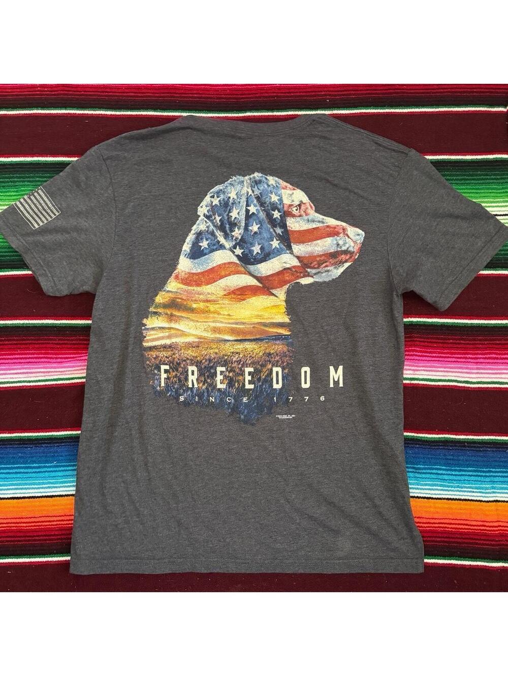 Buck Wear Dog American Flag Graphic Tee